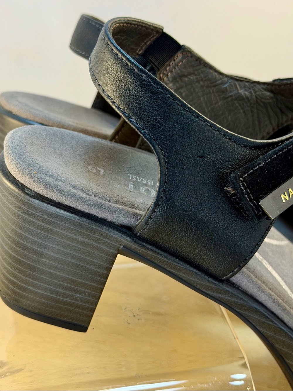 Naot Black Leather  and Suede Two-Strap Comfort Sandals - Picture 12 of 15